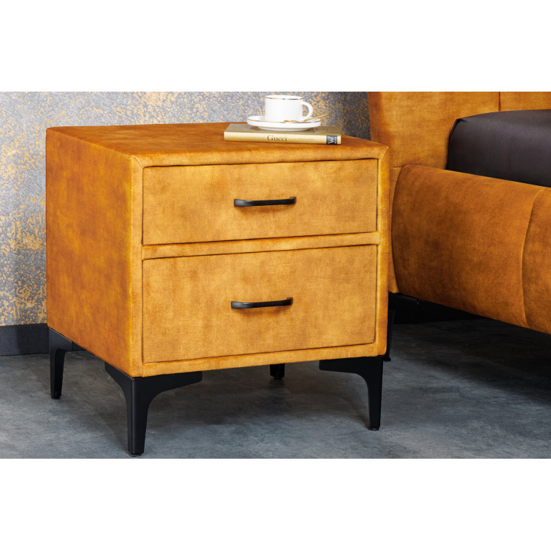 BOUTIQUE modern bársony éjjeliszekrény - sárga