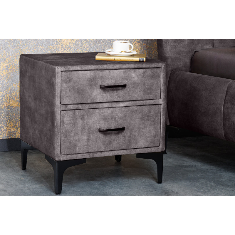 BOUTIQUE modern bársony éjjeliszekrény -szürke