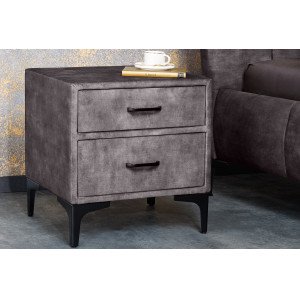 BOUTIQUE modern bársony éjjeliszekrény -szürke Éjjeliszekrények