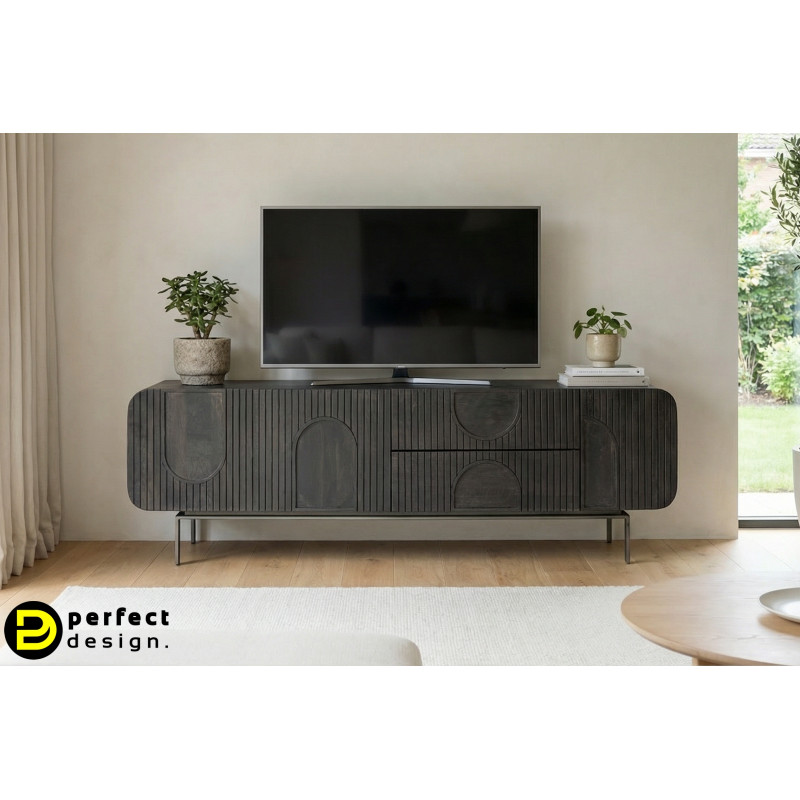 ORISSA BLACK modern mangófa TV-szekrény - 172cm