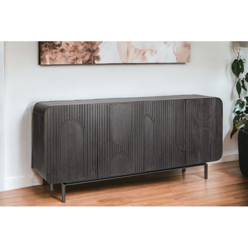 ORISSA BLACK modern mangófa komód - 180cm