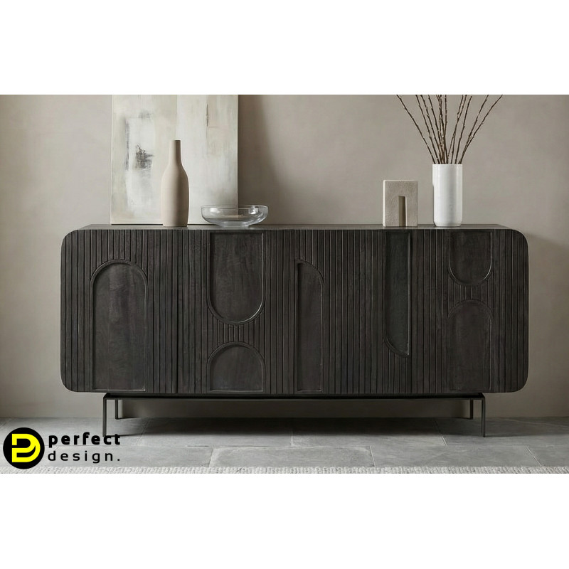 ORISSA BLACK modern mangófa komód - 180cm