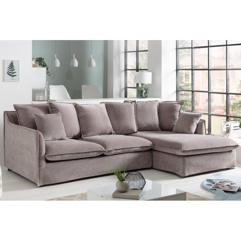 HEAVEN modern sarokkanapé - 255cm - taupe bársony