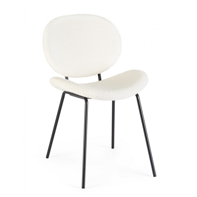 MADDIE modern boucle szék - fehér