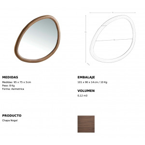 BENAVENTE prémium tükör - dió - 95cm