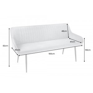 STICH modern bársony ülőpad - 160cm - szürke