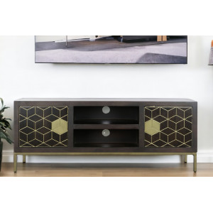 GOLDING modern akácfa TV-szekrény - 140cm
