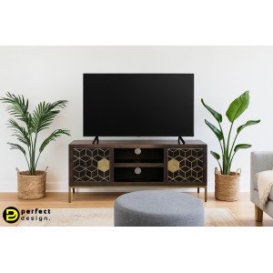 GOLDING modern akácfa TV-szekrény - 140cm ITEM