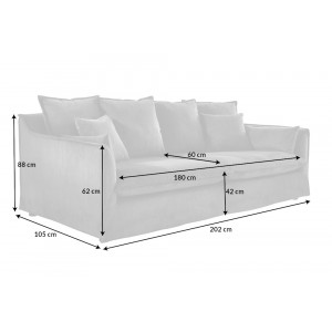 HEAVEN modern 3 személyes kanapé - szürke - 205cm