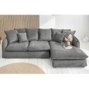 HEAVEN modern bársony sarokkanapé - 255cm - szürke