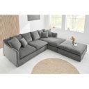 HEAVEN modern bársony sarokkanapé - 255cm - szürke
