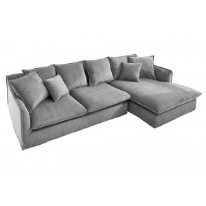 HEAVEN modern bársony sarokkanapé - 255cm - szürke