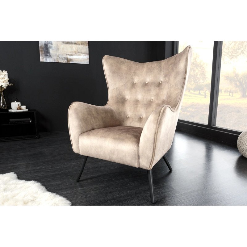 AMSTERDAM design bársony fotel - beige