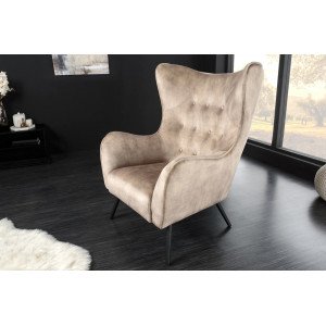 AMSTERDAM design bársony fotel - beige