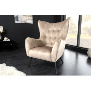 AMSTERDAM design bársony fotel - beige INVICTA