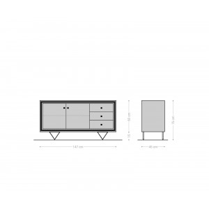 LOCKWOOD prémium akác komód - 150cm