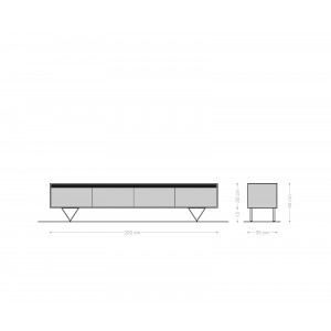 KIPLING prémium akác TV-szekrény - 200/240cm