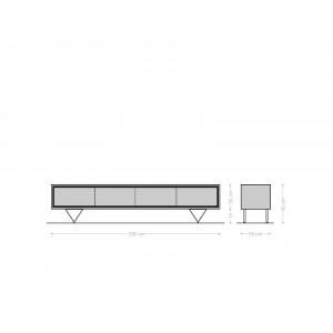 STONEGRACE-II prémium akác TV-szekrény - 145/200cm - natúr