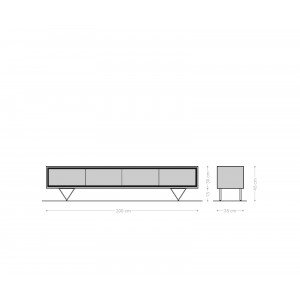 STONEGRACE-II prémium akác TV-szekrény - 145/200cm - natúr