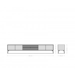 KLEO prémium akác TV-szekrény - 200/240cm