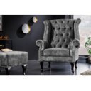 CHESTER design bársony fotel - antik szürke