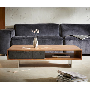 MARLOWE prémium akác dohányzóasztal - 80/115cm