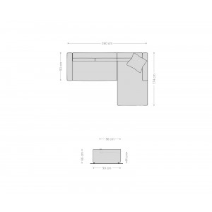 BROM modern kanapé - szürke - 260cm