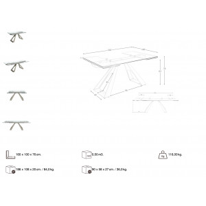 GALERA modern bővíthető üveg étkezőasztal - 160-240cm