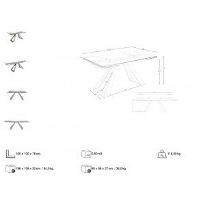 GALERA modern bővíthető üveg étkezőasztal - 160-240cm