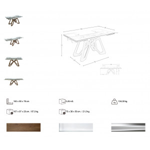MORELLA design bővíthető üveg étkezőasztal - 160-240cm