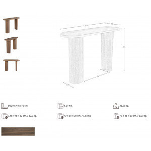 ROSAL design konzolasztal - dió - 120cm