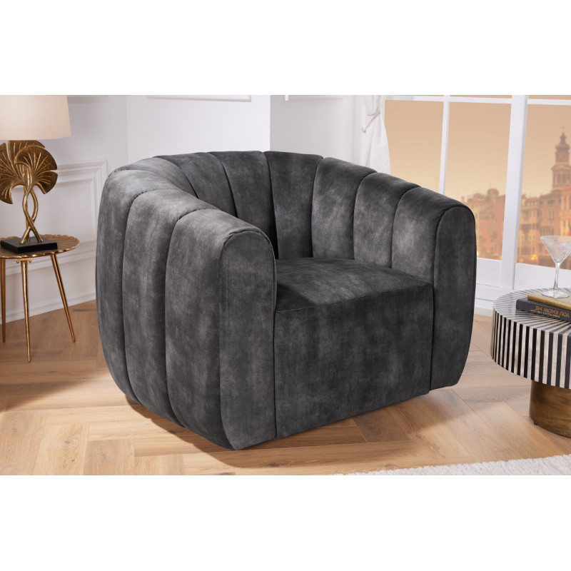 BABYLON design bársony fotel - antracit