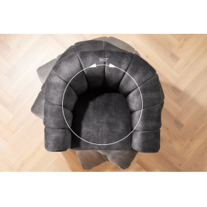 BABYLON design bársony fotel - antracit