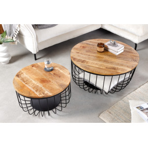 STORGAE design mangófa dohányzóasztal szett Fa