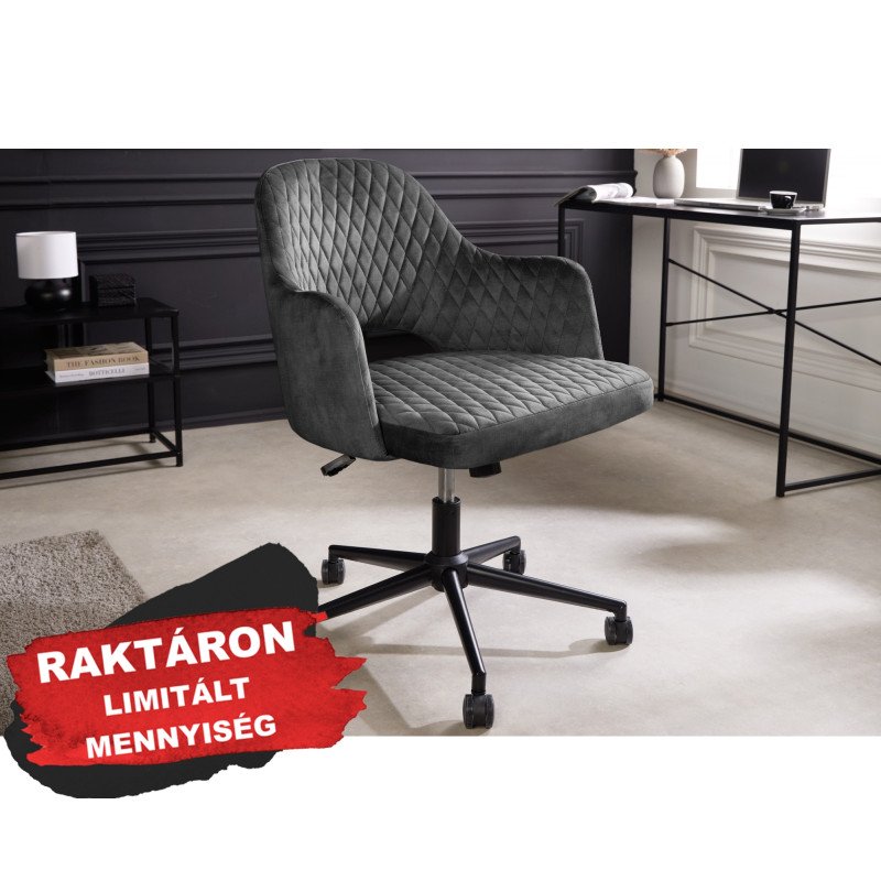 PARIS modern bársony forgószék - szürke