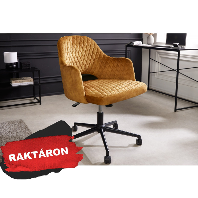 PARIS modern bársony forgószék - okker