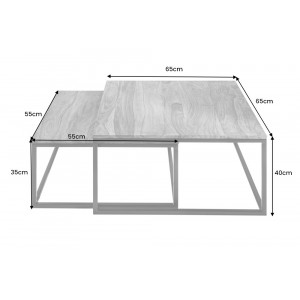 MASSIMA tömör rózsafa dohányzóasztal szett - 65cm