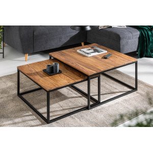 MASSIMA tömör rózsafa dohányzóasztal szett - 65cm Fa