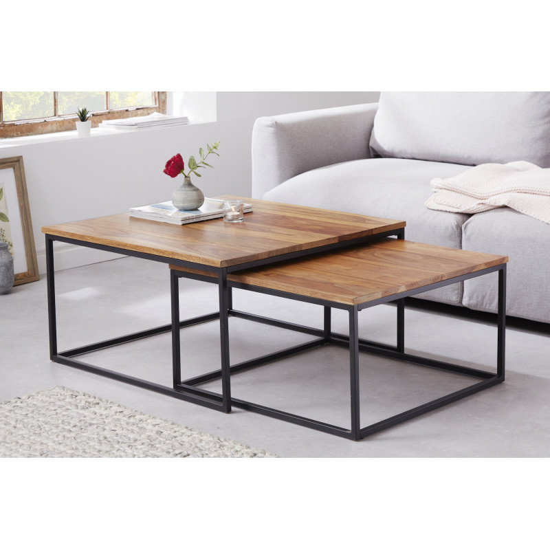 MASSIMA tömör rózsafa dohányzóasztal szett - 75cm