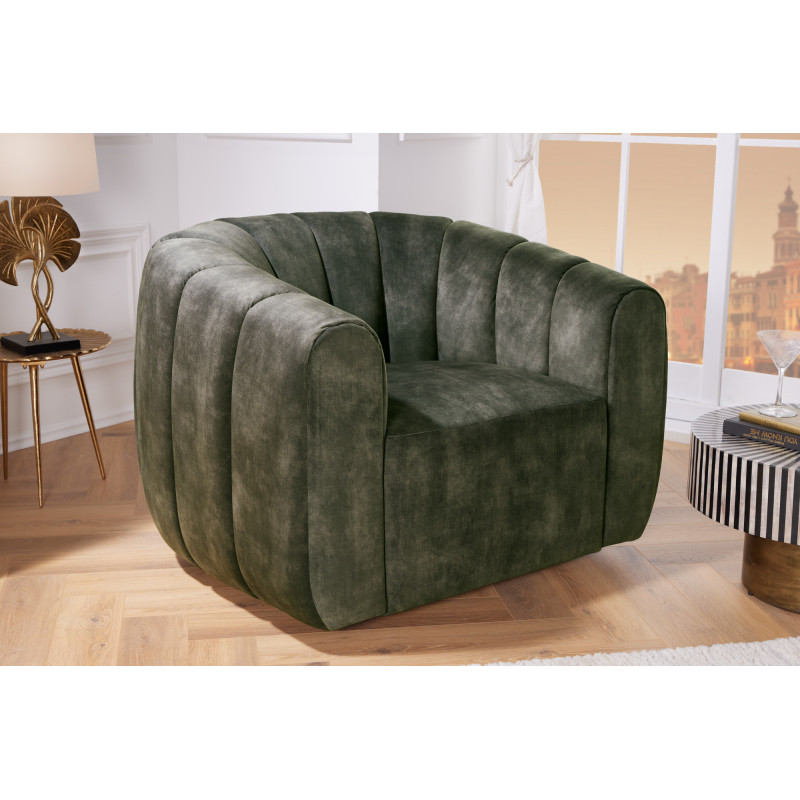 BABYLON design bársony fotel - sötétzöld