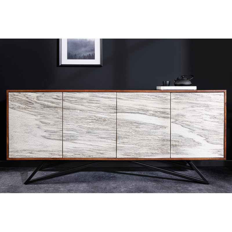 MOUNTAIN SOUL különleges kőfurnéros komód - 175cm - fehér