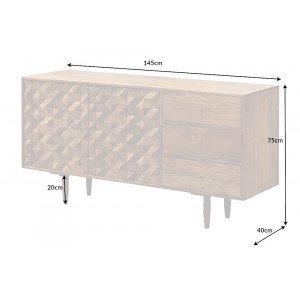 MATERA modern akác komód - 145cm