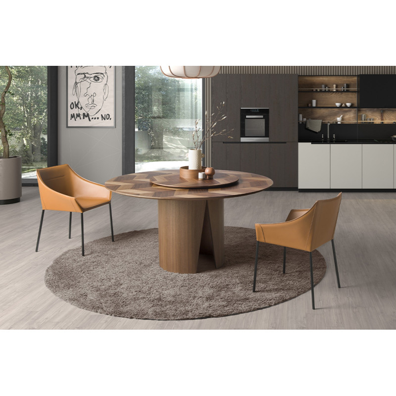 SOTILLO prémium kerek étkezőasztal - dió - 150cm