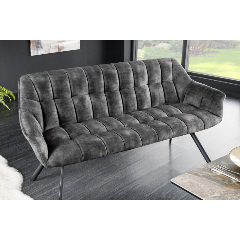 PAPILLON modern bársony ülőpad - 165cm - szürke