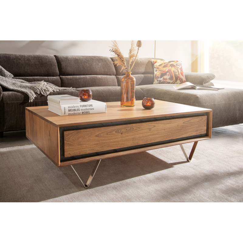 STONEGRACE prémium akác dohányzóasztal - 115cm - natúr