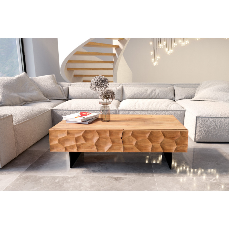 SOLUNA prémium akác dohányzóasztal - 120cm