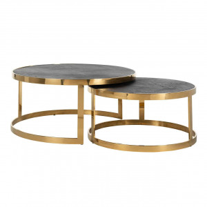 BLACKBONE exkluzív dohányzóasztal szett -90cm- arany/ezüst