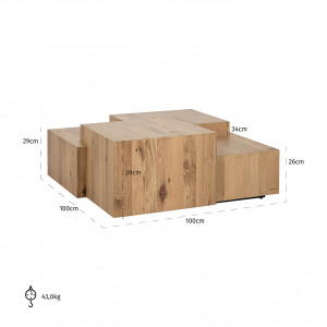 WAGNER design dohányzóasztal - 100cm - barna/natúr