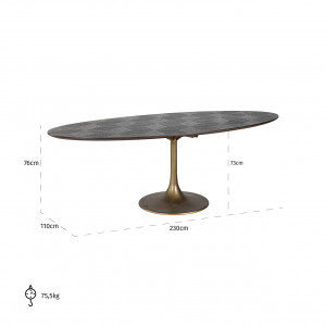 LUXOR-II exkluzív ovális étkezőasztal - 230cm