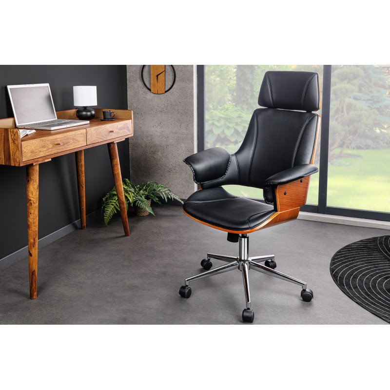 MANHATTEN design forgószék - fekete/dió